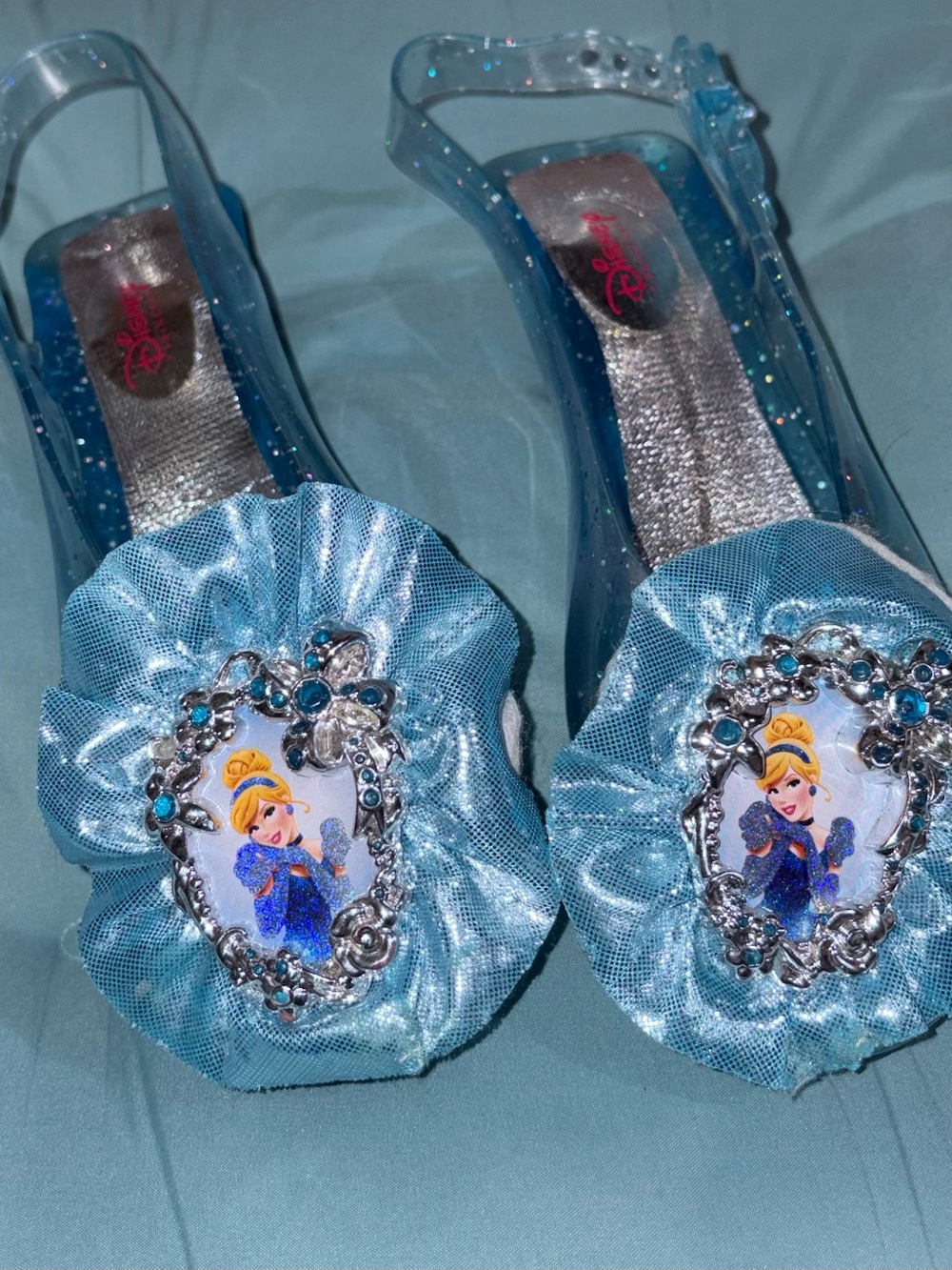 Disney Blue Cinderella Glittery Dress-Up Shoes Girls size 11/12